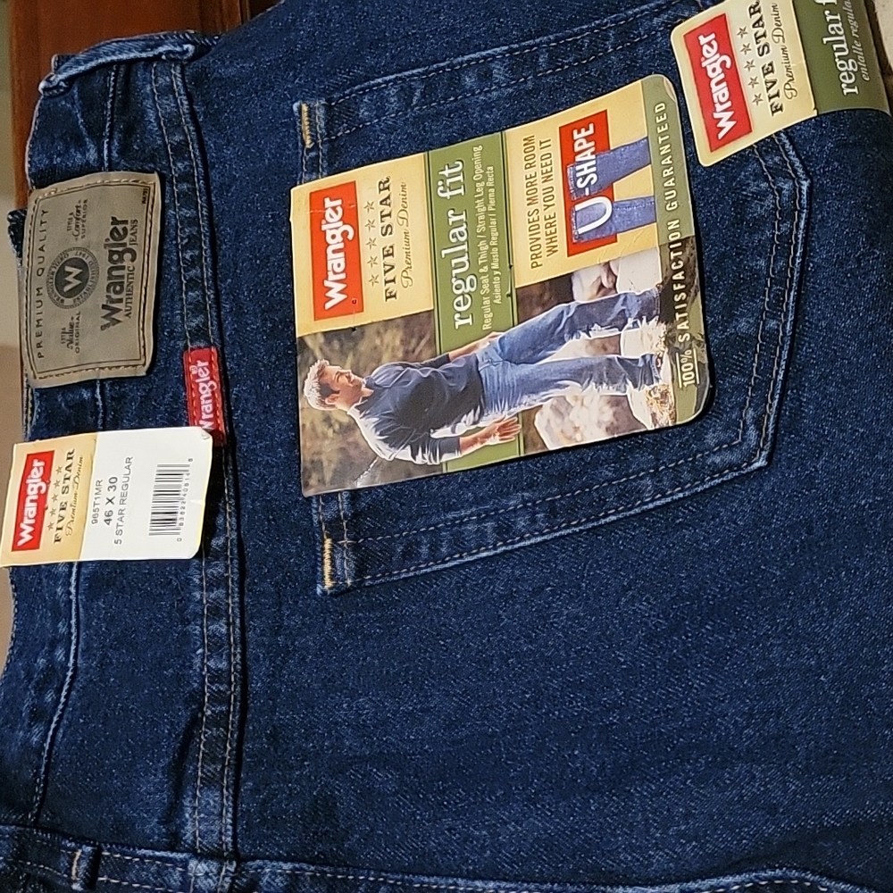 NWT New Wrangler Five Star Denim Jeans Blue W46 L30 Regular Fit